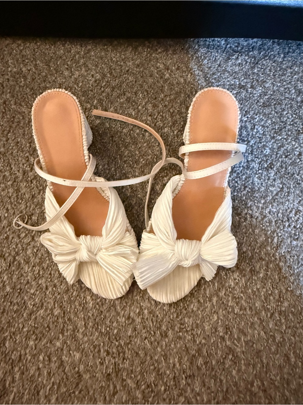 Women's Cream Bow Front Strappy Sandals